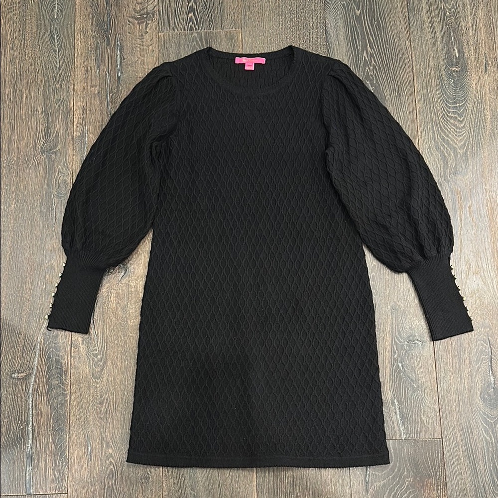 Lilly Pulitzer Black Knit Dress with Gold Button Accents - Picture 2 of 6